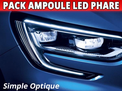 Pack led phare croisement route pour Peugeot 306 simple optique h4