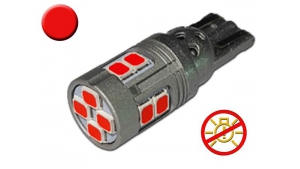 Ampoule Led T10 W5W 12 SMD 2835 Sans Erreur Super Canbus - Rouge