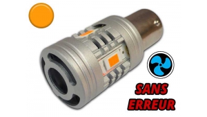 Ampoule Led PY21W / BAU15S 4 SMD 3570 Ventilée- Orange - CANBUS