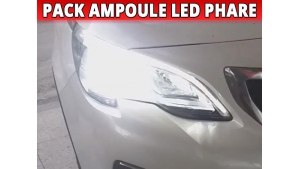 Pack Ampoules LED Phares Homologuées E9 pour Peugeot 3008 II + Adaptateurs