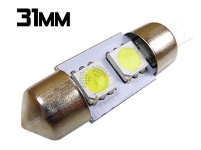 Navette Led 31mm C3W - 2 Leds smd 5050 - Blanc 6000K