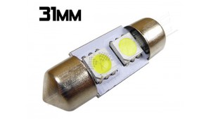 Navette Led 31mm C3W - 2 Leds smd 5050 - Blanc 6000K