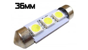 Navette Led 36mm -C5W-3 Leds smd 5050 - Blanc 6000K