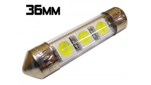 Navette Led 36mm - C5W-3 Leds smd 5050 - protection tube PVC - Blanc 6000K