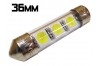 Navette Led 36mm - C5W-3 Leds smd 5050 - protection tube PVC - Blanc 6000K