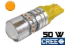 Ampoule Led T10 - culot W5W - 50 Watts - Leds CREE - Orange 12-24v