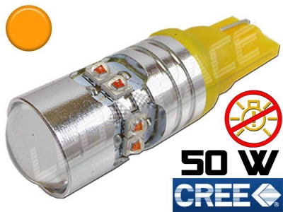 Ampoule Led T10 culot W5W 50 Watts CREE sans erreur ODB Orange 12-24v