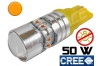 Ampoule Led T10 - culot W5W - 50 Watts - Leds CREE - sans erreur ODB - Orange 12-24v