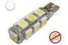 Ampoule Led T10 - culot W5W - 13 leds smd 5050 - sans erreur ODB - Blanc 6000K - 12v