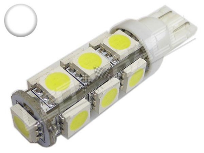 Ampoule Led T10 - culot W5W - 13 leds smd 5050 - Blanc 6000k