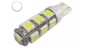 Ampoule Led T10 - culot W5W - 13 leds smd 5050 - Blanc 6000k