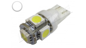Ampoule Led T10 - culot W5W - 5 leds smd 5050 - Blanc
