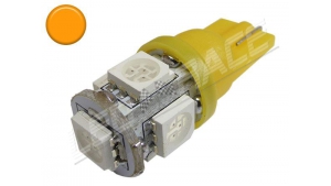 Ampoule Led T10 - culot W5W - 5 leds smd 5050 - Orange