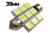 Navette Led 39mm - C7W - 9 Leds smd 5050 - Blanc 6000K