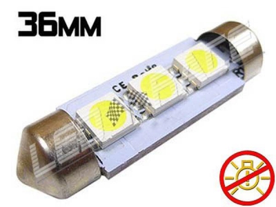 Navette Led 36mm -C5W- 3 Leds smd 5050 - sans erreur ODB - Blanc 6000K