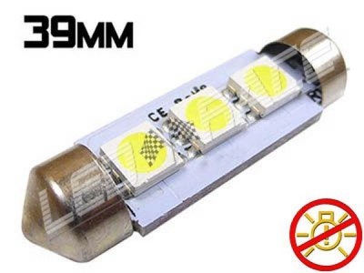 Navette Led 39mm -C7W- 3 Leds smd 5050 - sans erreur ODB - Blanc 6000K