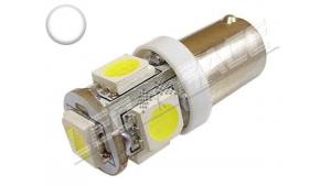 Ampoule Led H6W - culot BAX9S - 5 leds smd 5050 - Blanc 6000k