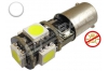 Ampoule Led H6W - culot BAX9S - 5 leds smd 5050 - sans erreur ODB - Blanc 6000k