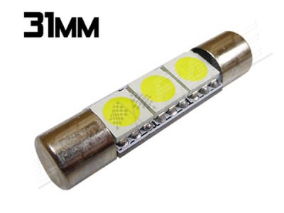 Navette Low Profile - 31mm - 3 leds smd 5050 - Blanc 6000K