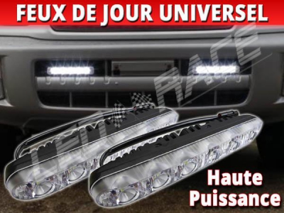 Pack feux de jour led DRL Universels - 2x6 watts - Blanc 6000K - IP68