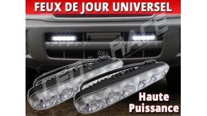 Pack Feux de jour led DRL Universels - 2x6 watts - Blanc 6000K - IP68