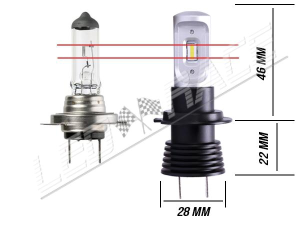 Pack 2 Mini Ampoules led phare haute puissance H7 - Homologation E9