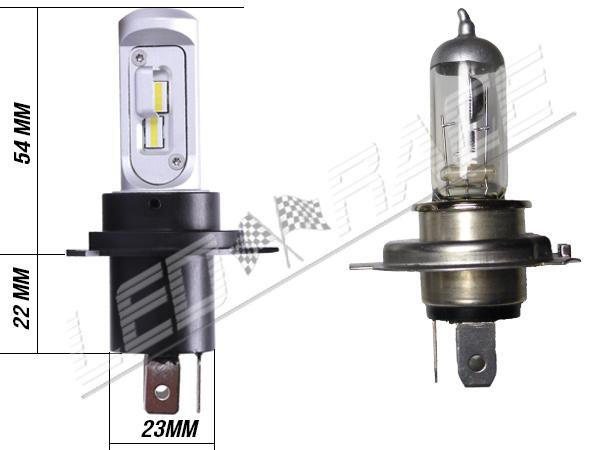 Mini Ampoule led phare H4 Double Intensité - Homologation E9