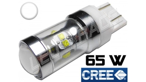 Ampoule Led T20 W21/5W - 7443 - 65 Watts - Leds CREE - Blanc 6000K